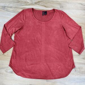🍑New Directions Rust Faux Suede 3/4 Sleeve Top Large